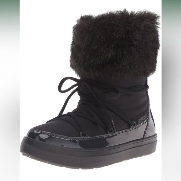 Crocs Lodgepoint Lace Boots In Black - Picture 1 of 8